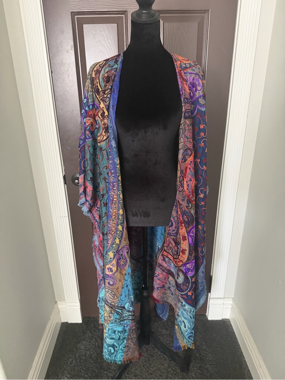 Vintage Pashmina Shawl One Size Eclectic Paisley Colorful Acid Festival Rave